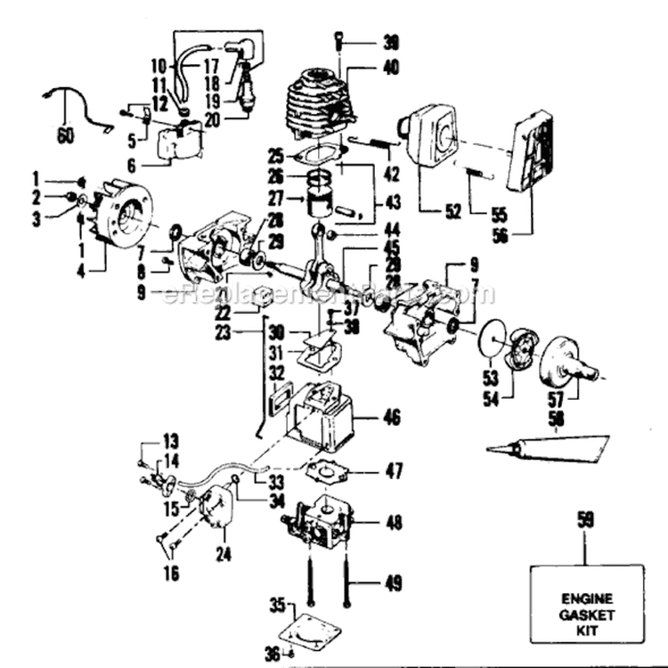 Page C Diagram and Parts List for YP130A  Weed Eater Trimmer